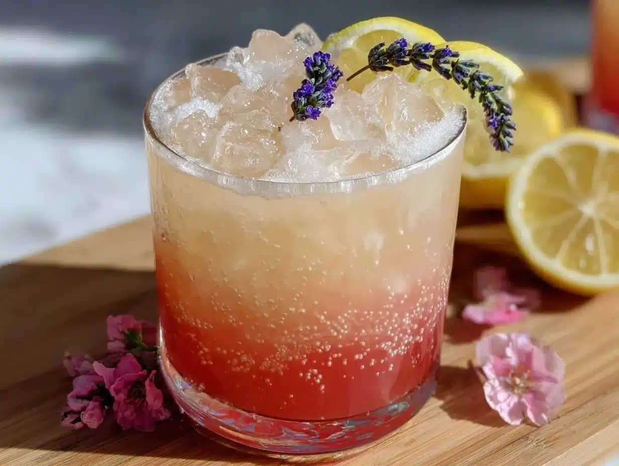 cherry blossom pink lemonade mocktail preparation steps