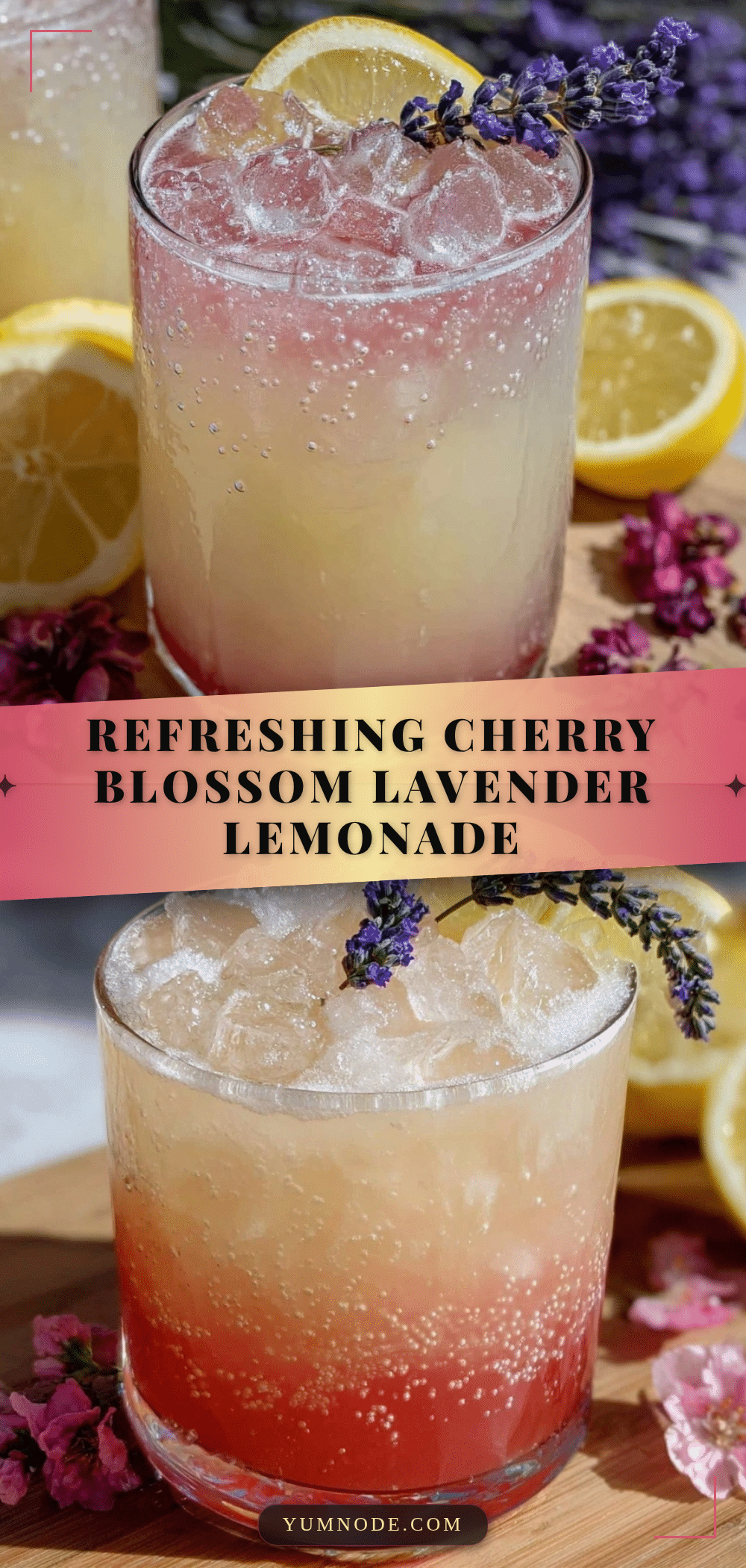 cherry blossom pink lemonade mocktail recipe