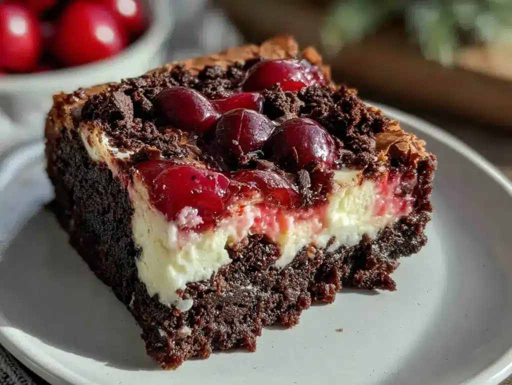 cherry vanilla cheesecake swirl brownies - featured image