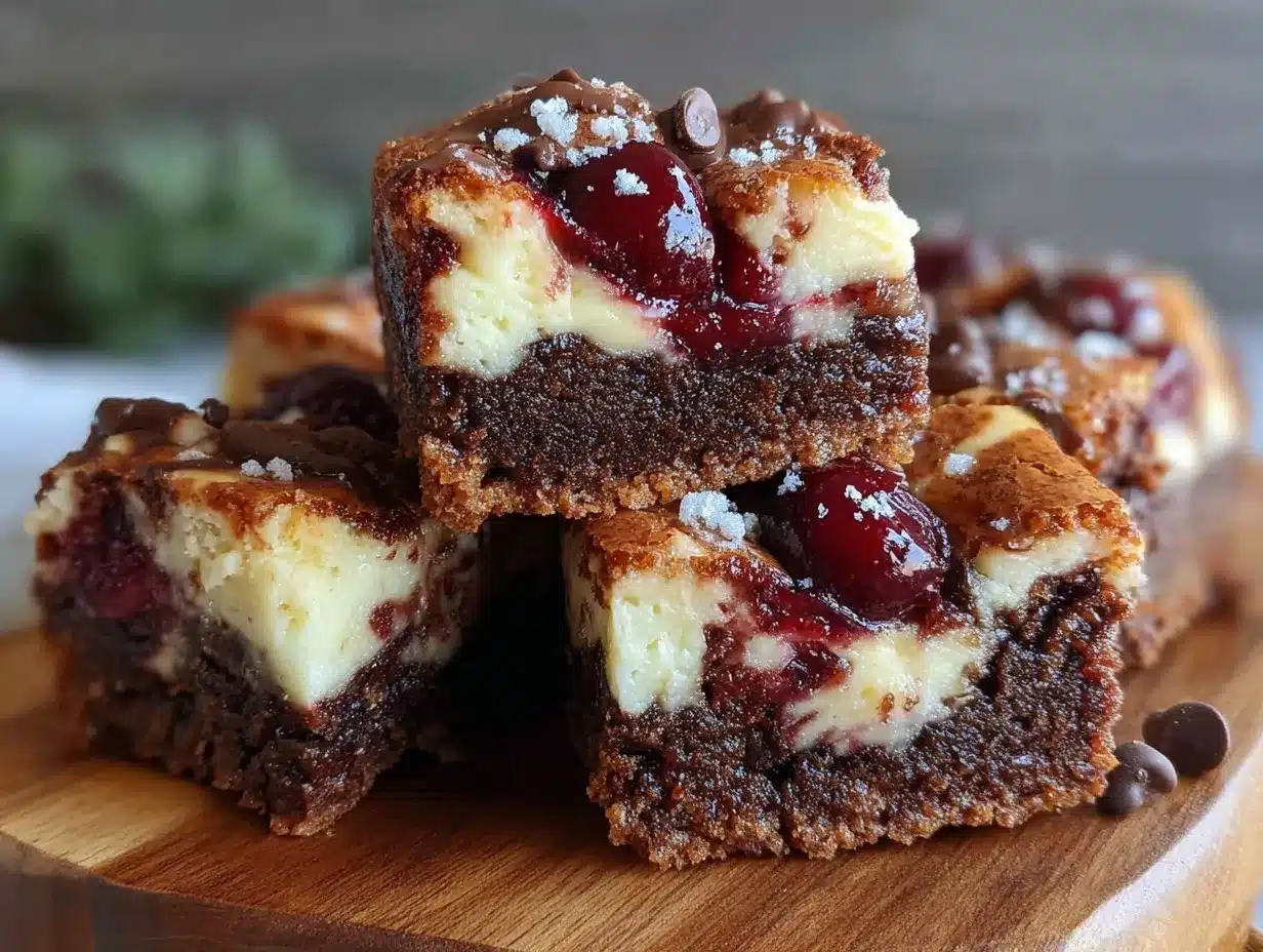 cherry vanilla cheesecake swirl brownies preparation steps
