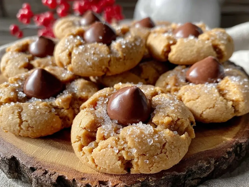 chewy peanut butter blossom cookies - featured image