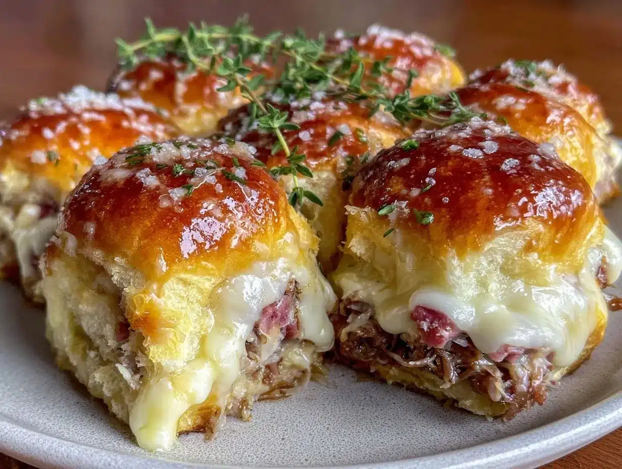 cozy cheesy ham and swiss sliders preparation steps