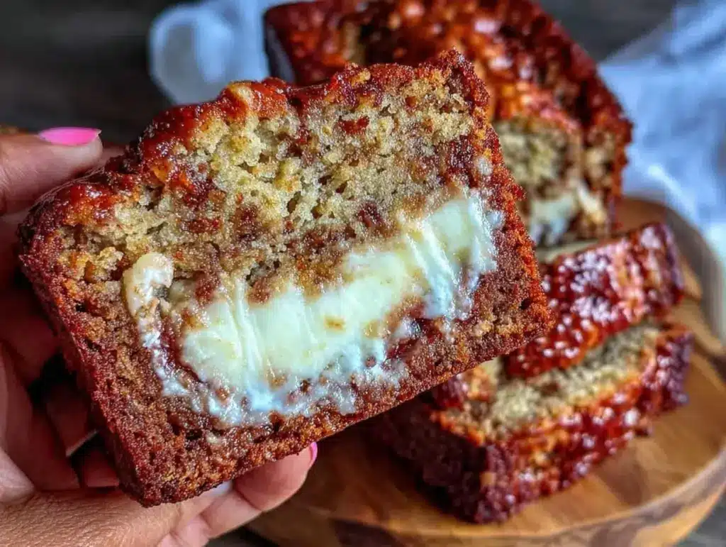 cream cheese stuffed banana bread - featured image