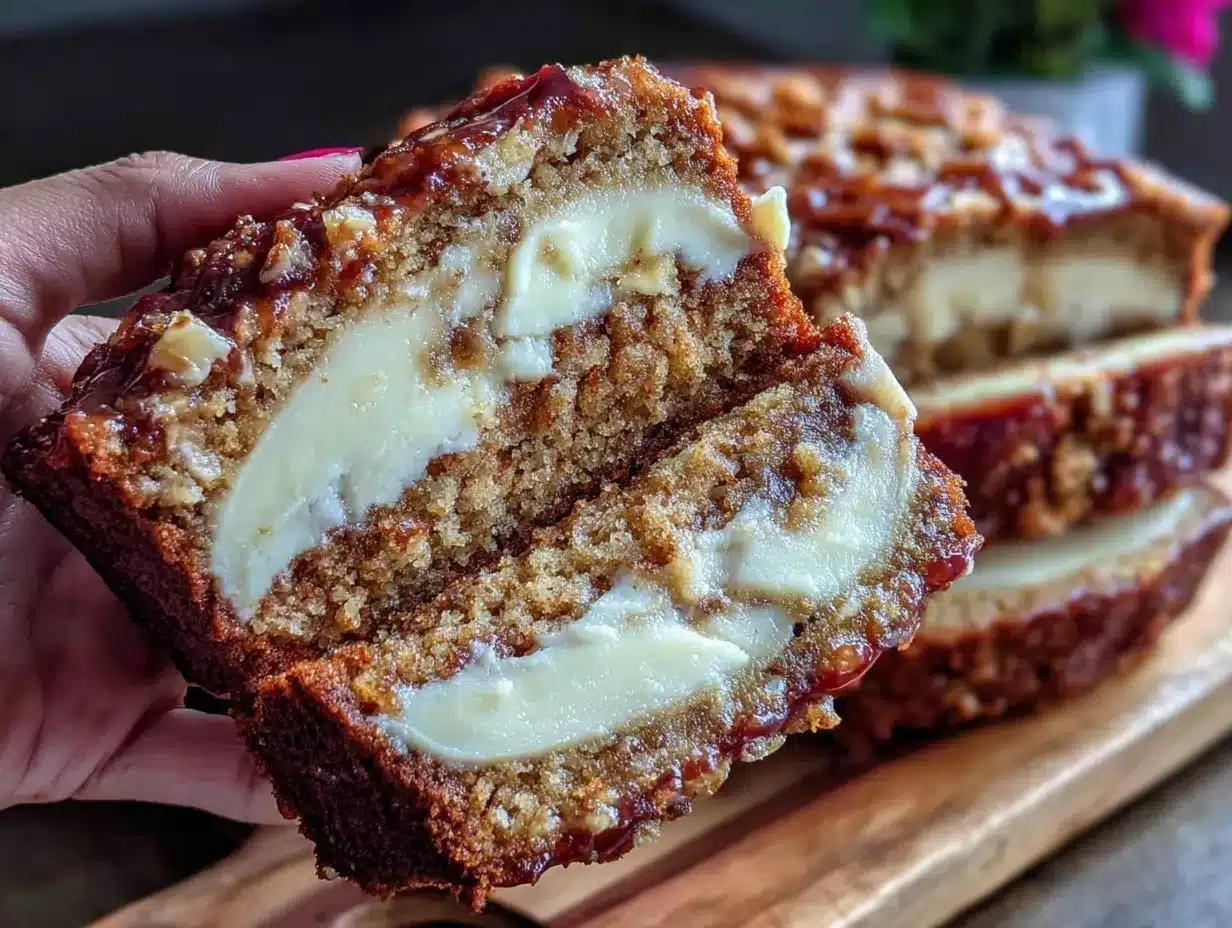 cream cheese stuffed banana bread preparation steps