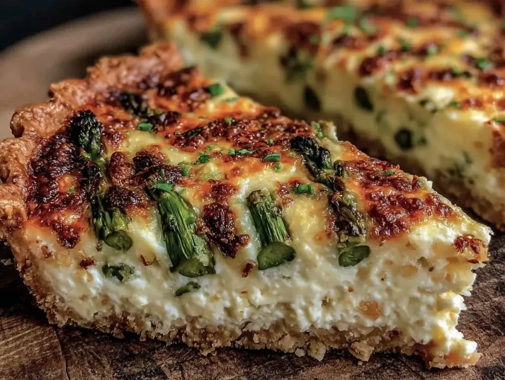 creamy asparagus and gruyère quiche - featured image