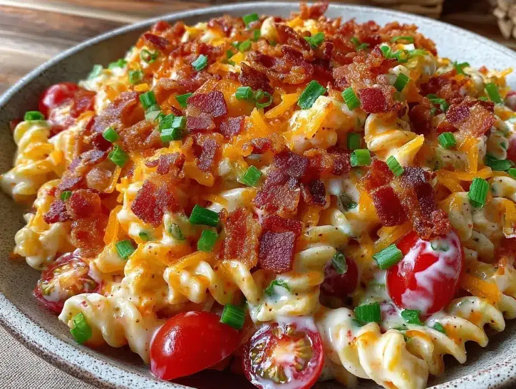 creamy bacon ranch pasta salad - featured image