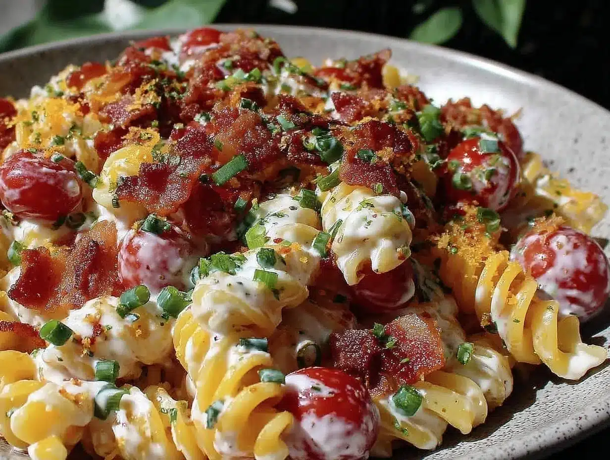 creamy bacon ranch pasta salad preparation steps