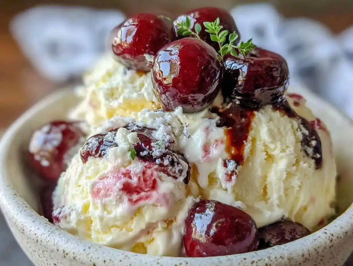 creamy balsamic roasted cherry ice cream preparation steps