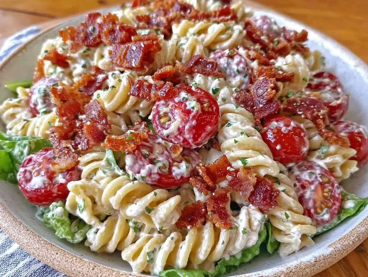 creamy blt pasta salad preparation steps