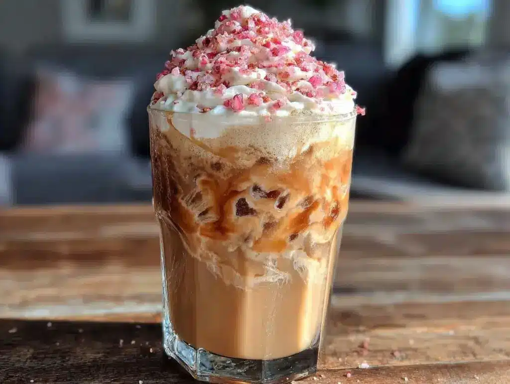 creamy cherry vanilla cold foam iced coffee - featured image