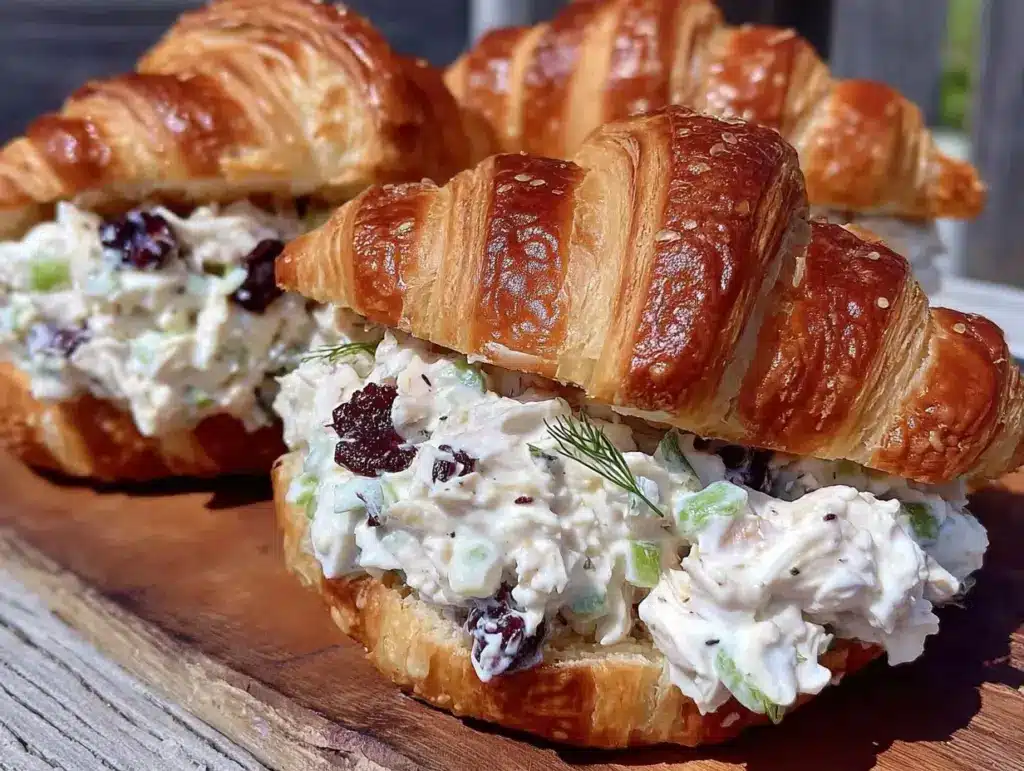 creamy chicken salad croissant sandwiches - featured image