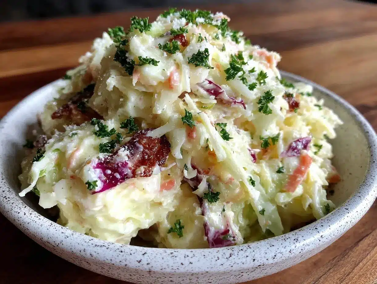 creamy coleslaw with tangy vinegar dressing preparation steps