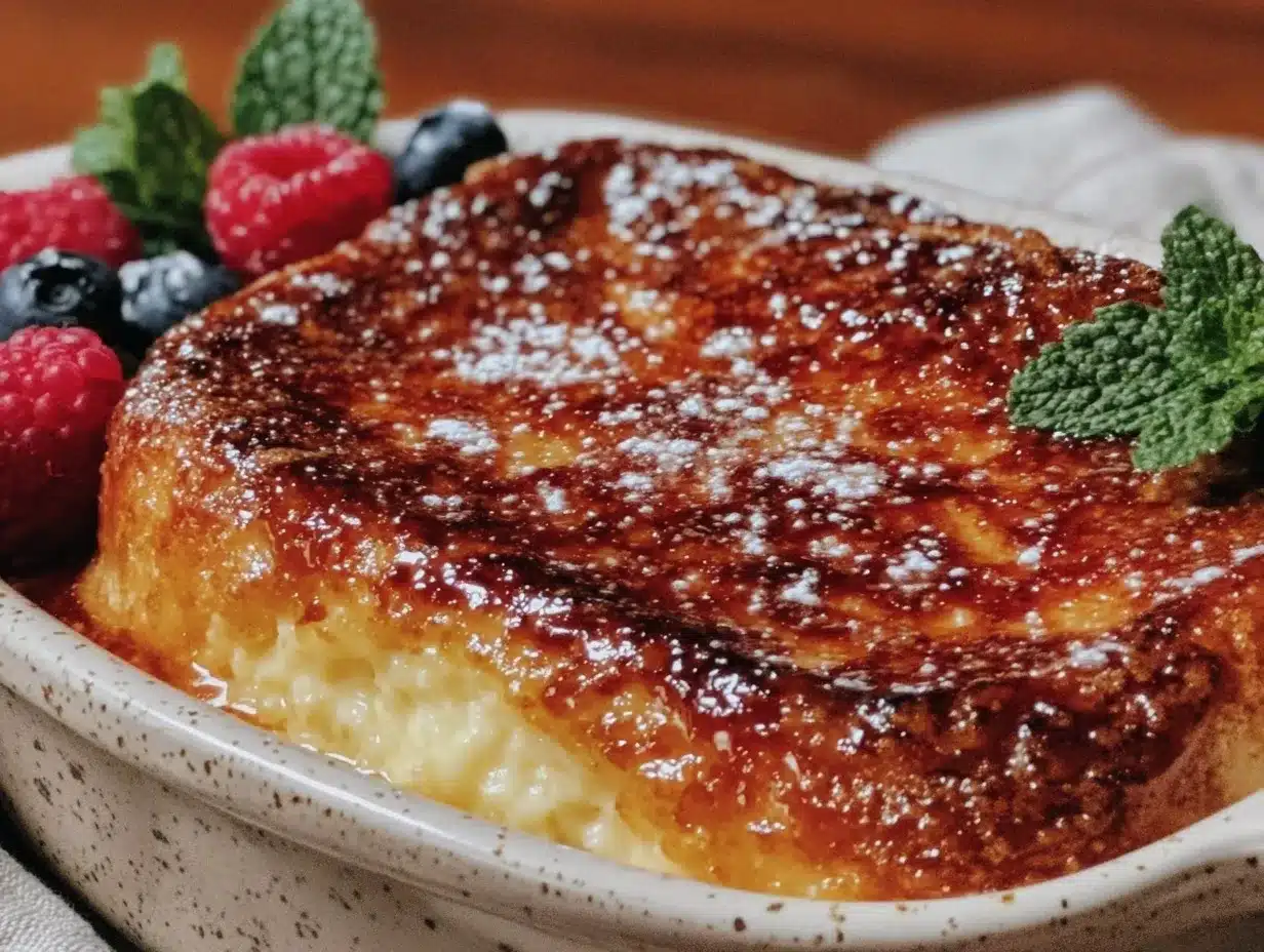 creamy crème brûlée French toast bake preparation steps