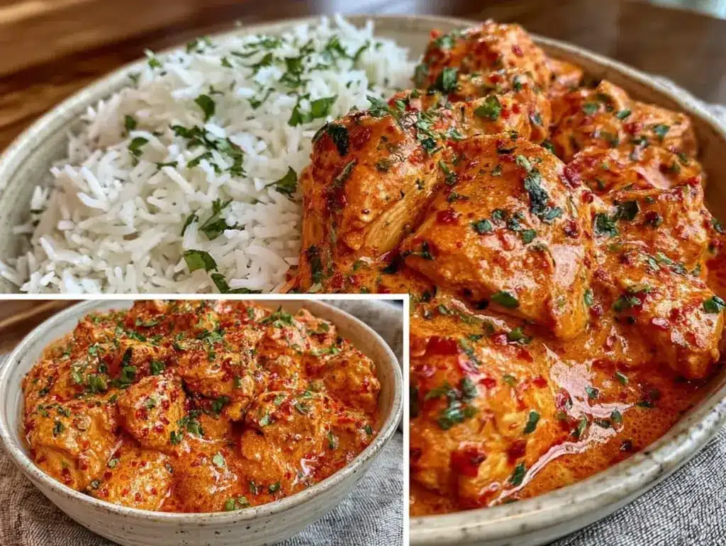 creamy crockpot chicken tikka masala - featured image