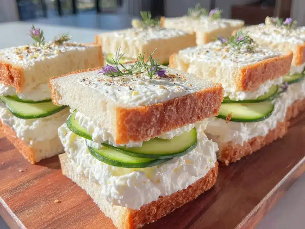 creamy cucumber cream cheese sandwiches - featured image