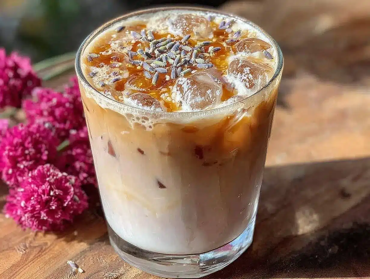 creamy iced lavender honey latte preparation steps