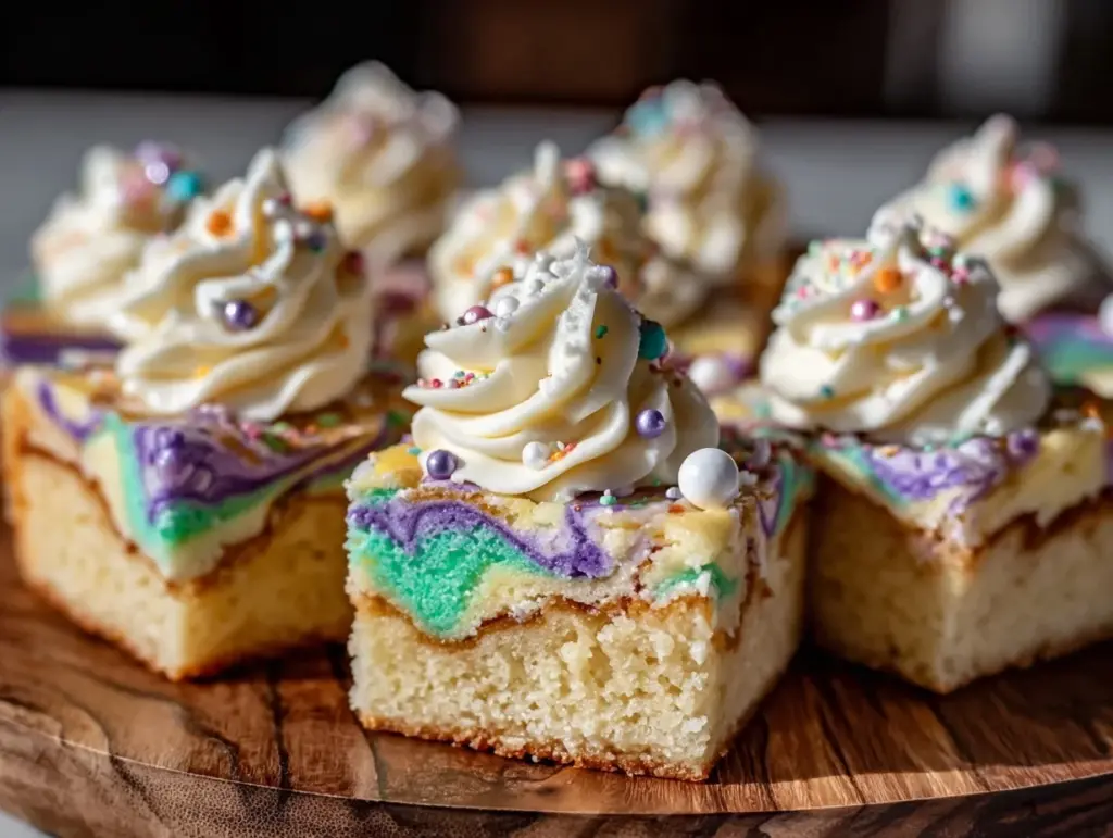 creamy pastel swirl sugar cookie bars - featured image
