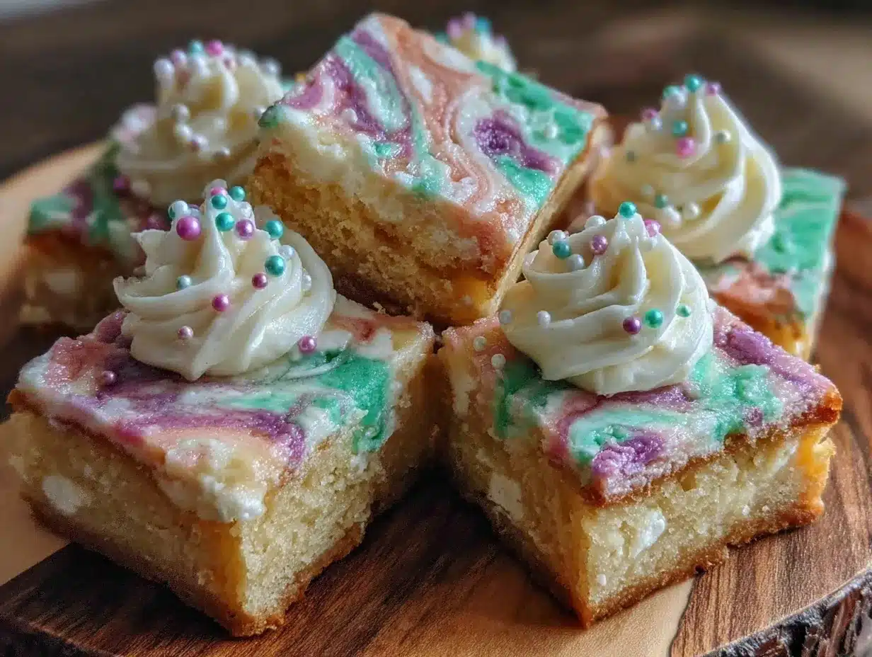 creamy pastel swirl sugar cookie bars preparation steps