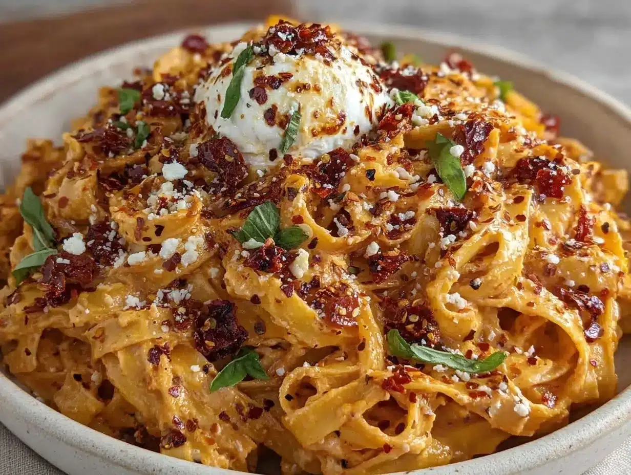 creamy roasted red pepper pasta preparation steps