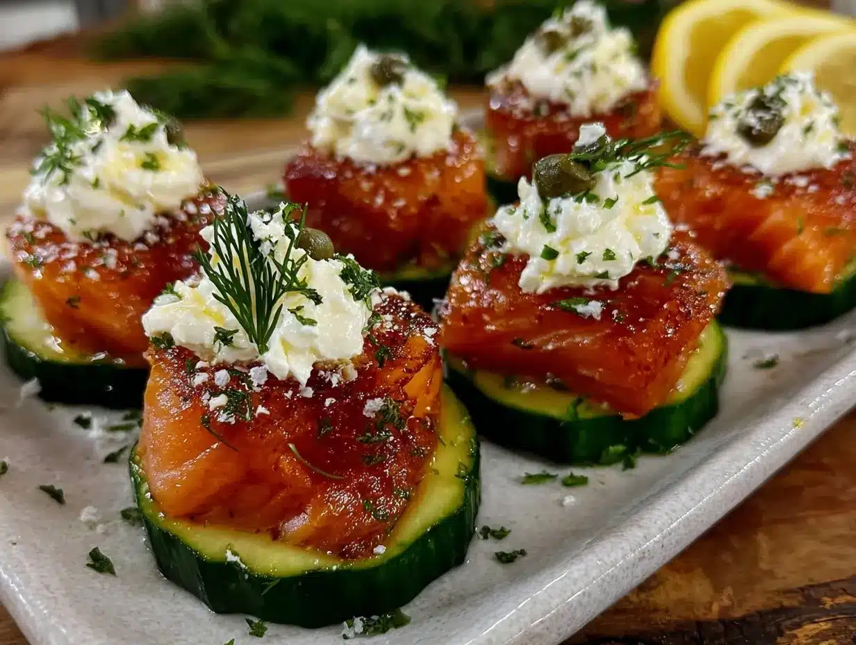 creamy smoked salmon cucumber bites preparation steps