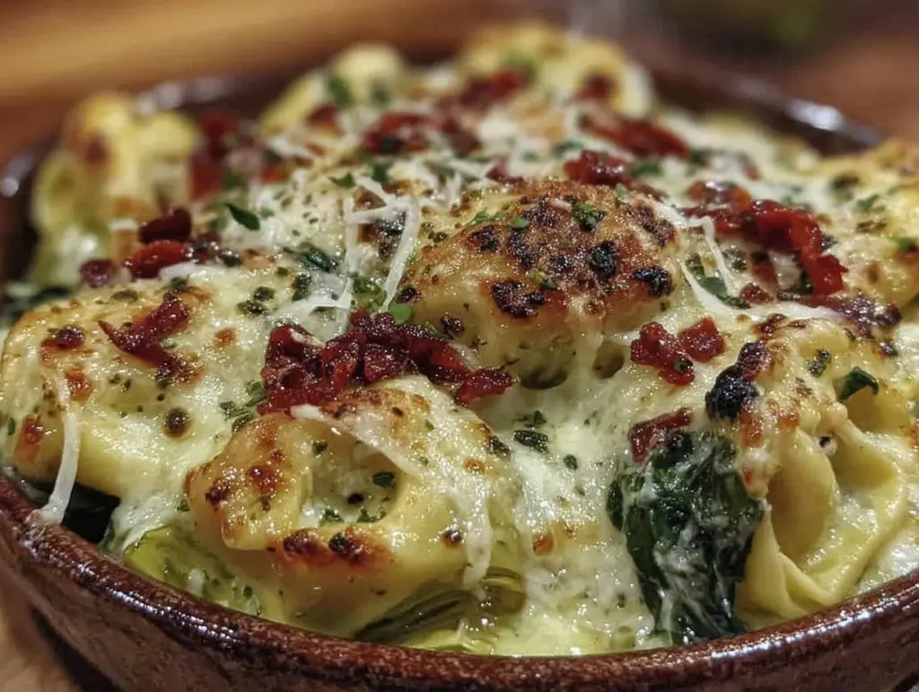 Creamy Spinach Artichoke Tortellini Bake - featured image