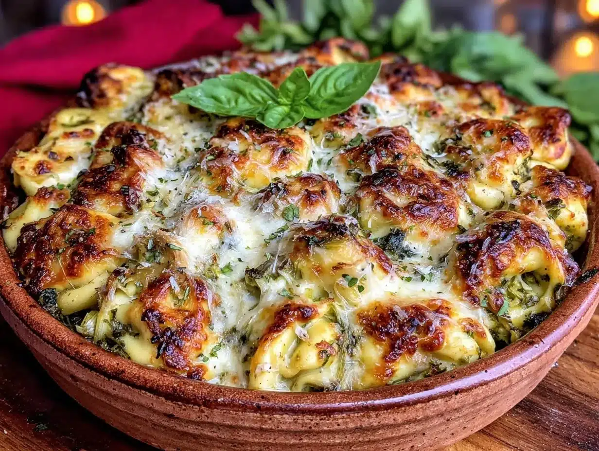 Creamy Spinach Artichoke Tortellini Bake preparation steps