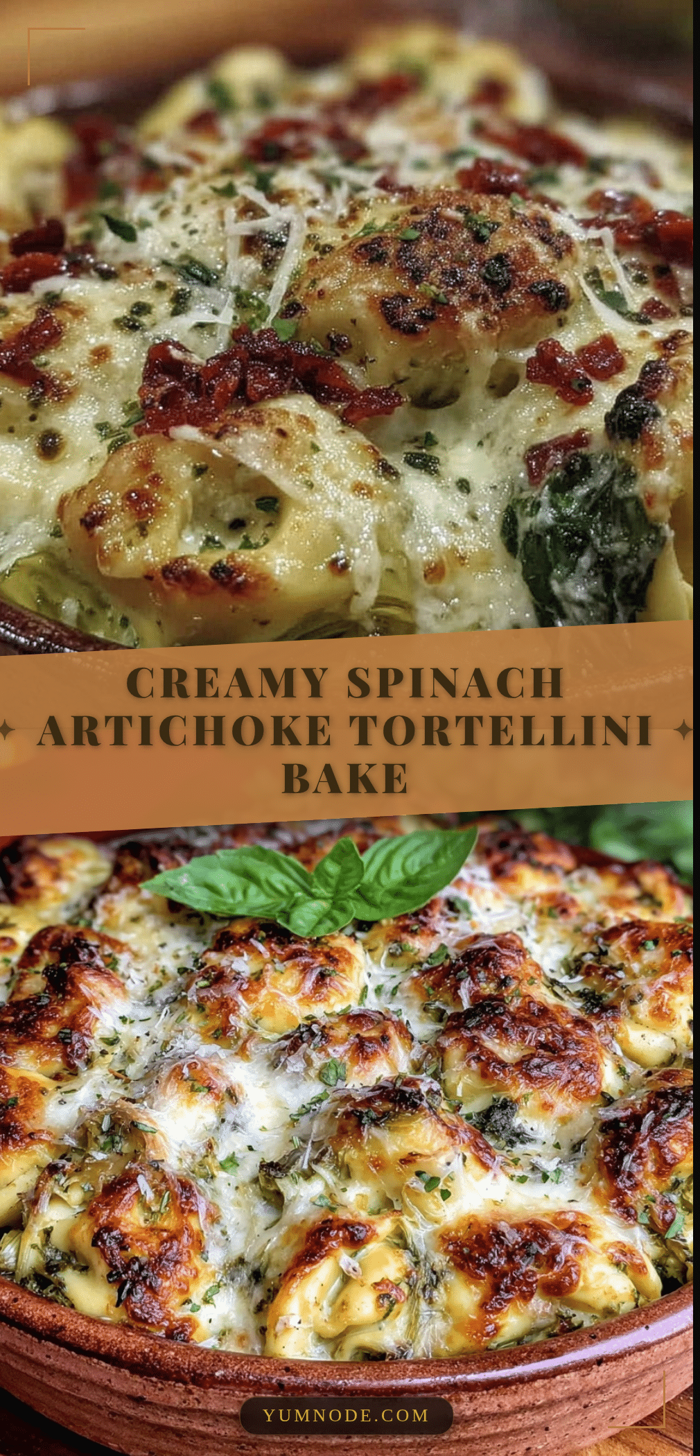 Creamy Spinach Artichoke Tortellini Bake recipe