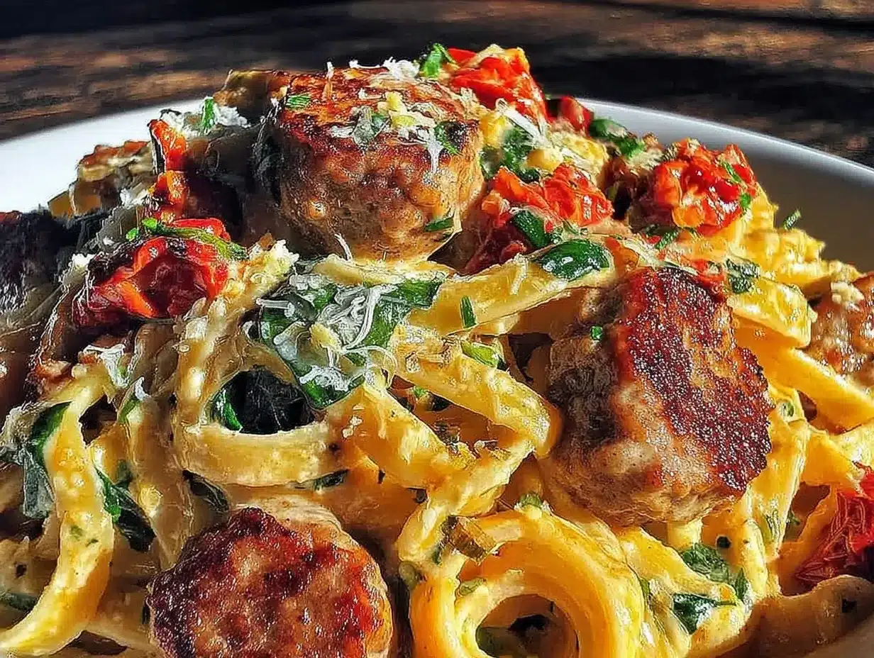 creamy tuscan sausage pasta preparation steps