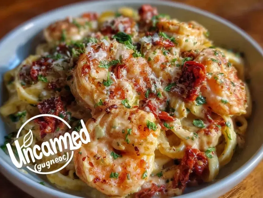 creamy tuscan shrimp pasta - featured image