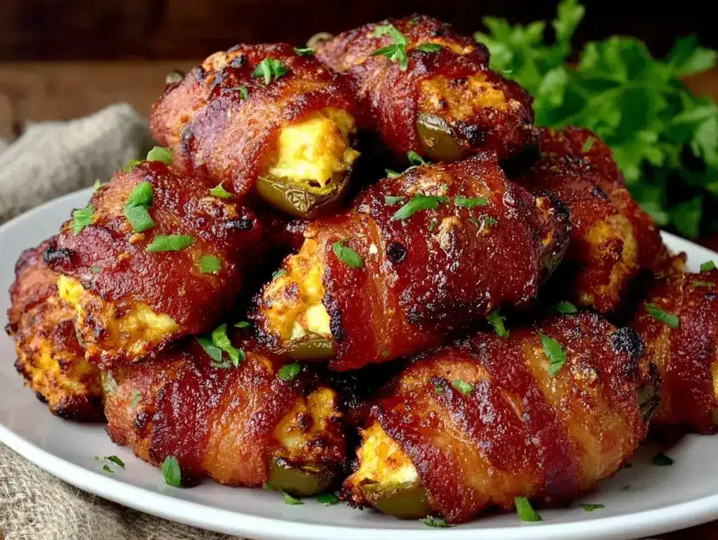 crispy air fryer bacon wrapped jalapeno poppers - featured image