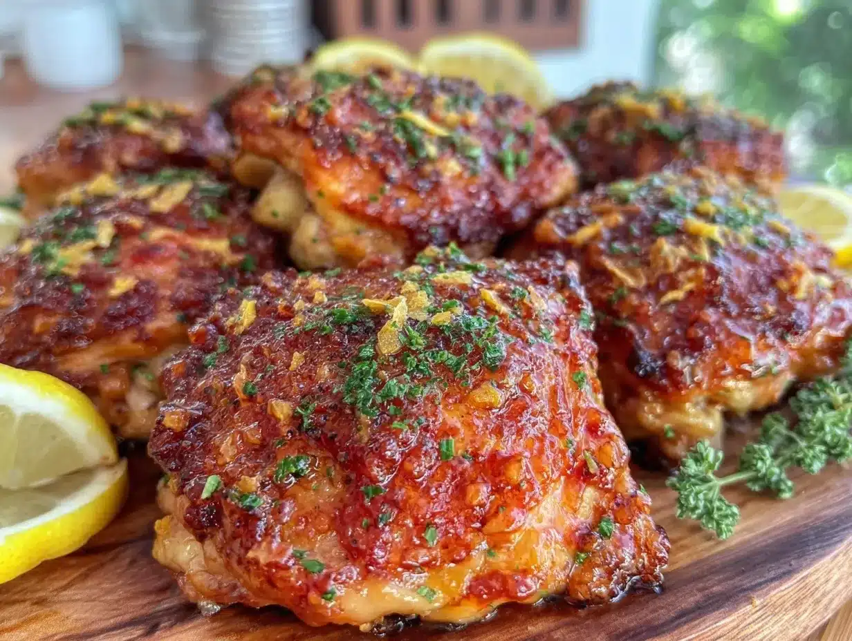 crispy baked honey lemon garlic chicken thighs preparation steps