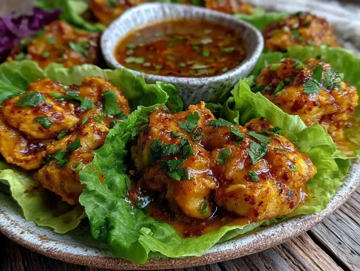 crispy bang bang chicken lettuce wraps preparation steps