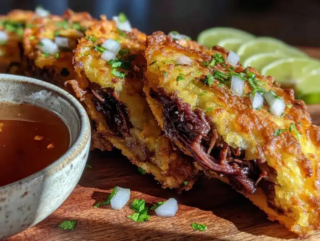 crispy beef birria tacos - featured image