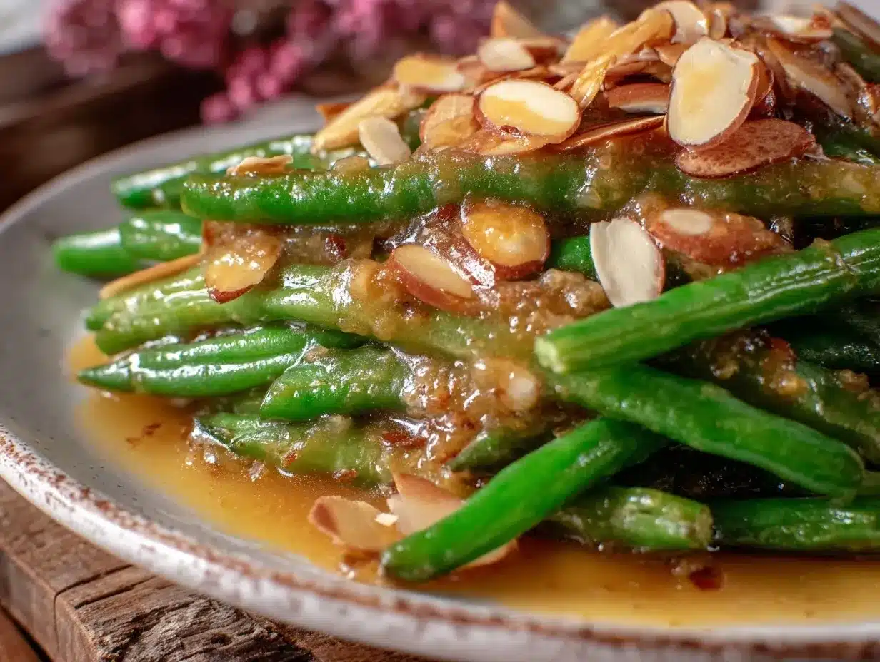 crispy brown butter green beans with almonds preparation steps