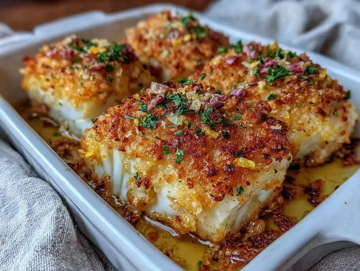crispy garlic butter baked cod preparation steps
