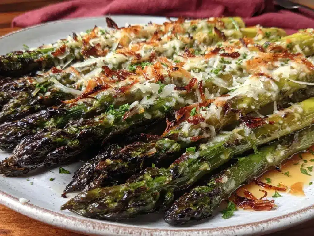 crispy garlic parmesan roasted asparagus spears - featured image