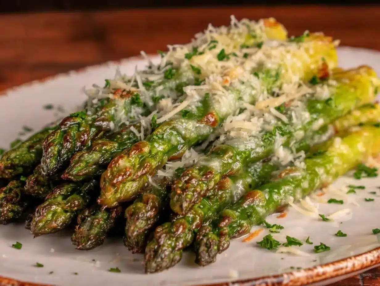 crispy garlic parmesan roasted asparagus spears preparation steps