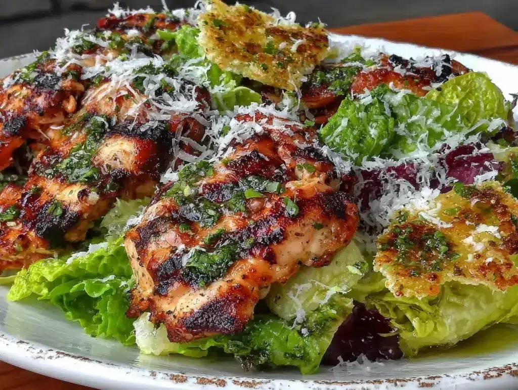 crispy grilled chicken caesar salad - featured image