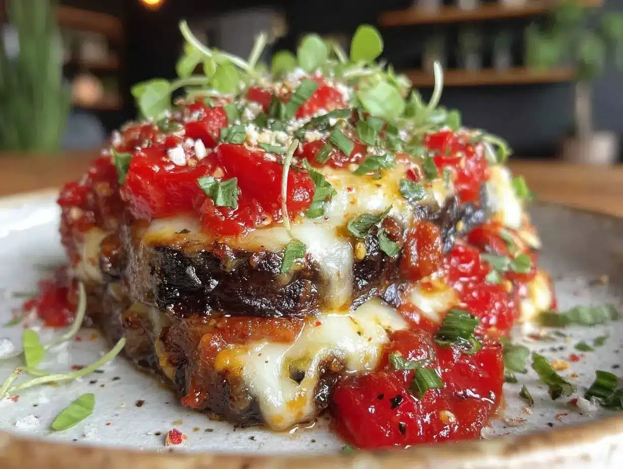 crispy grilled eggplant parmesan stacks preparation steps