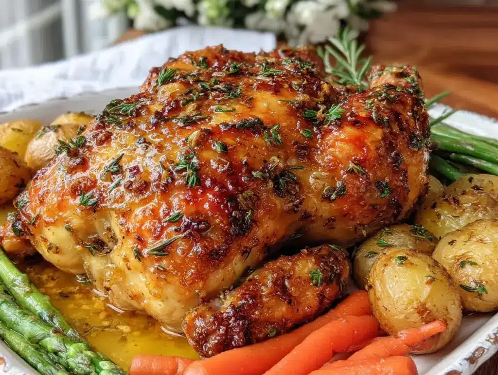 crispy lemon herb roasted chicken - featured image