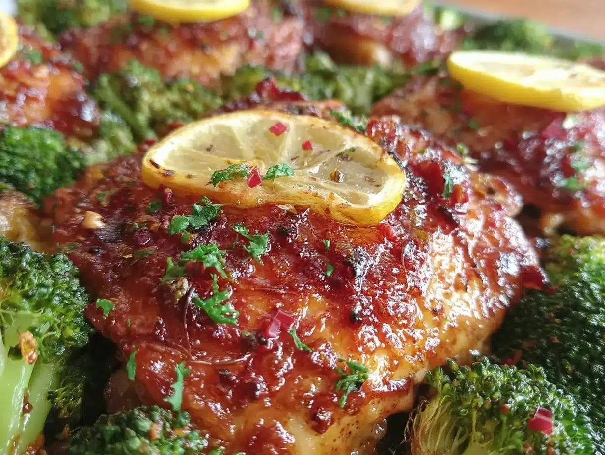 crispy sheet pan lemon garlic chicken and broccoli preparation steps