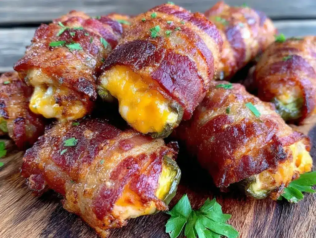 crispy smoked bacon wrapped jalapeno poppers - featured image
