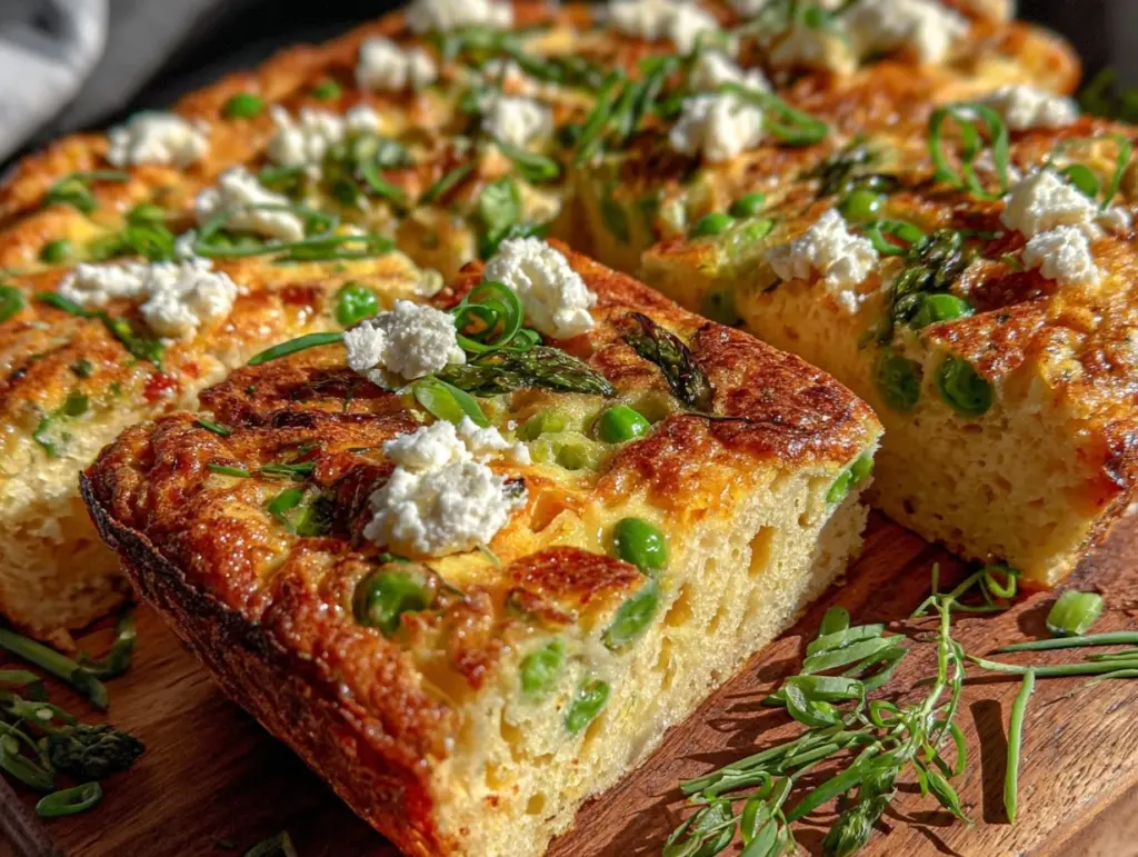 crispy spring vegetable goat cheese frittata - featured image