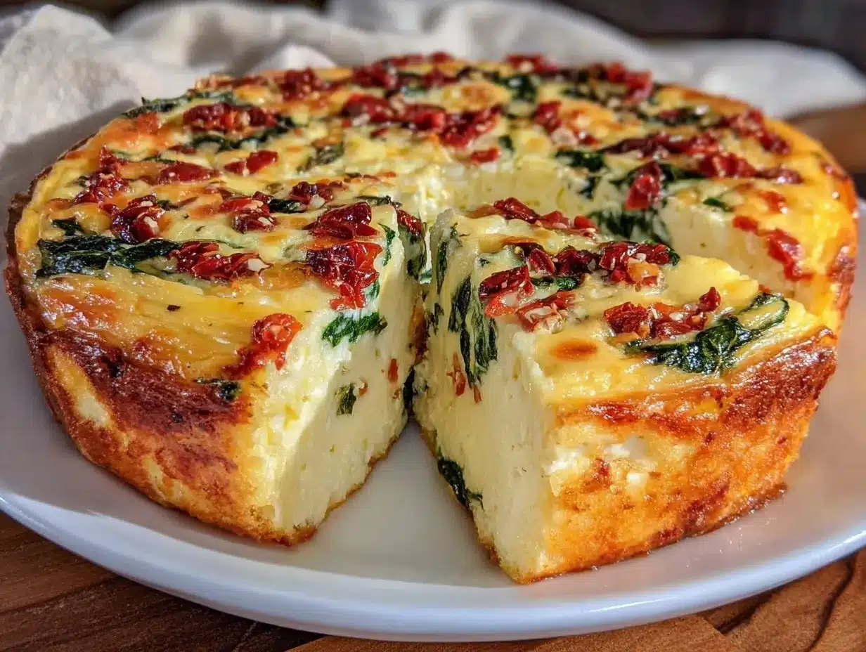crustless spinach feta sun-dried tomato quiche preparation steps