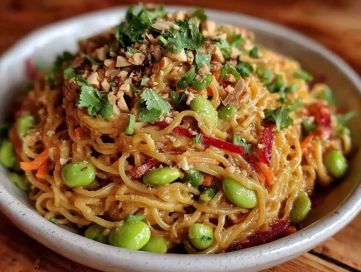 easy creamy asian peanut noodle salad preparation steps