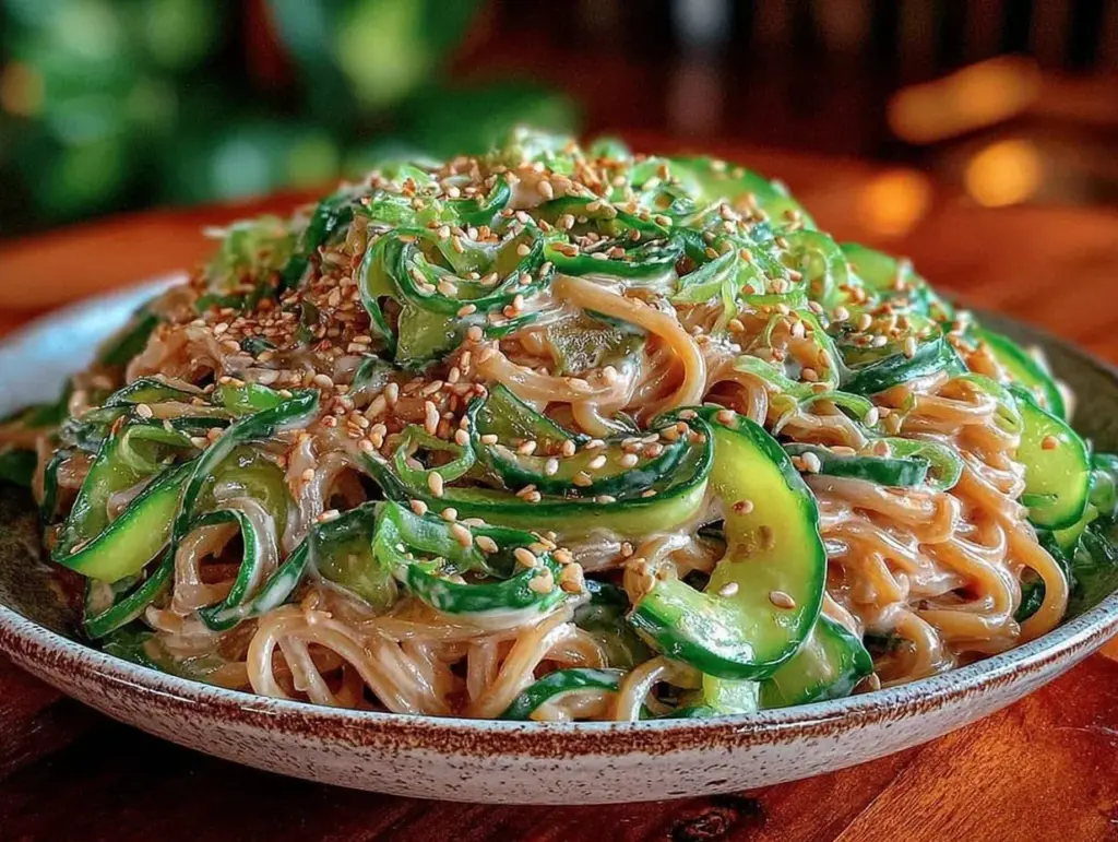 easy creamy cold sesame noodles - featured image