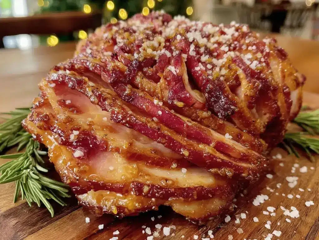 easy crockpot brown sugar spiral ham - featured image