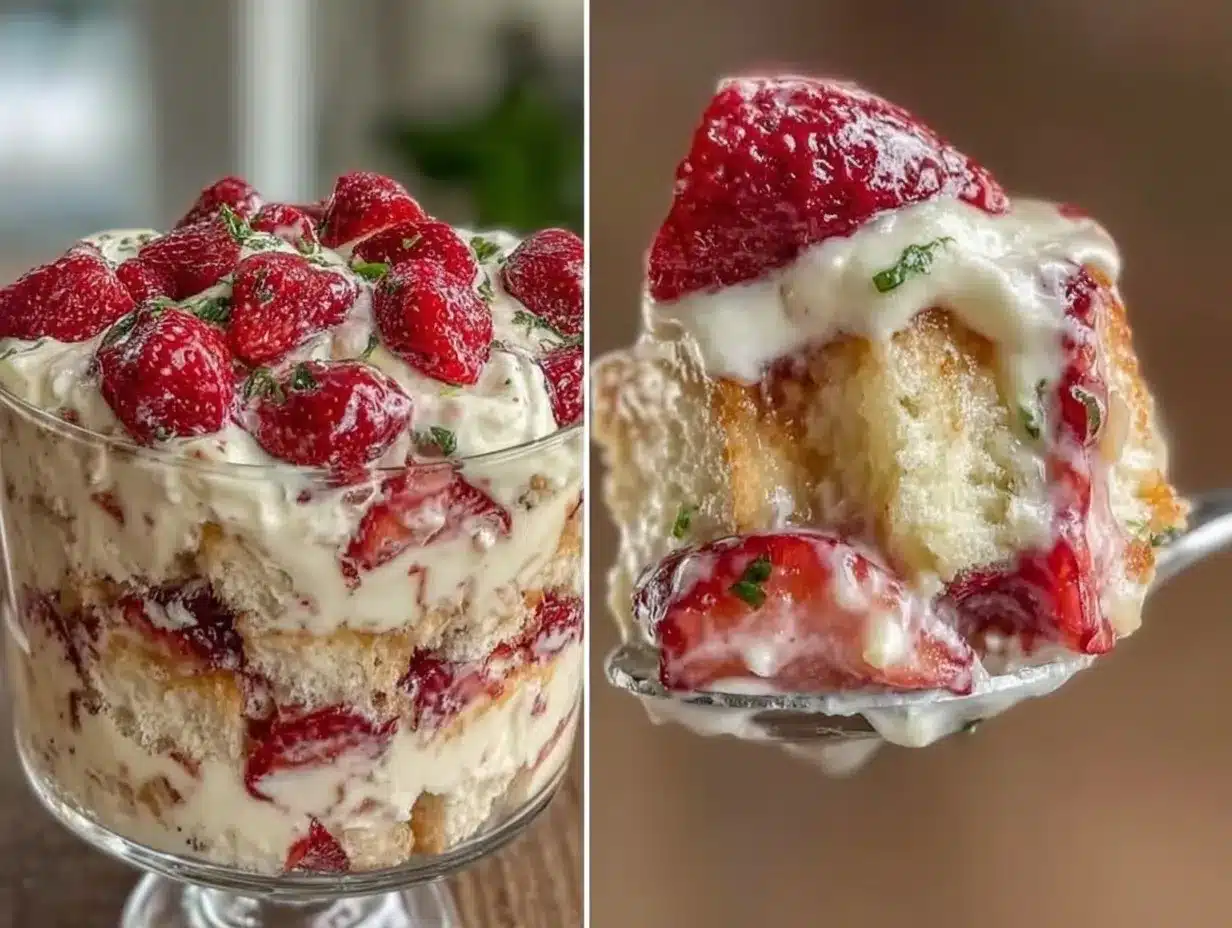easy layered strawberry shortcake trifle preparation steps