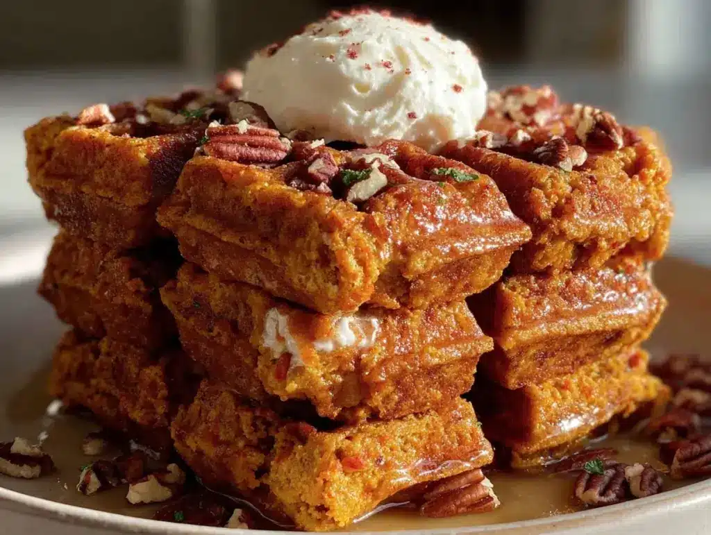 fluffy carrot cake waffles - featured image