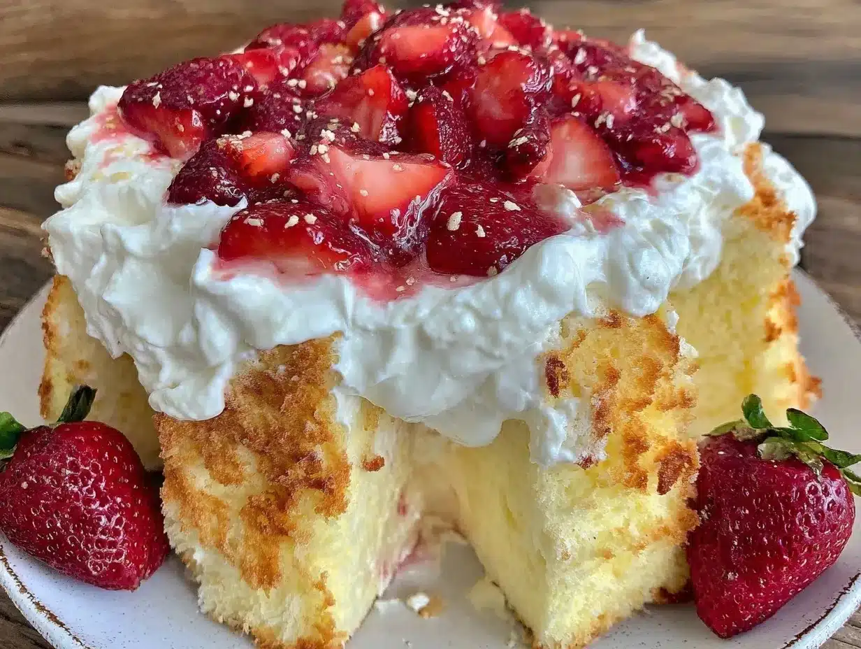 Fluffy Strawberry Angel Food Cake preparation steps